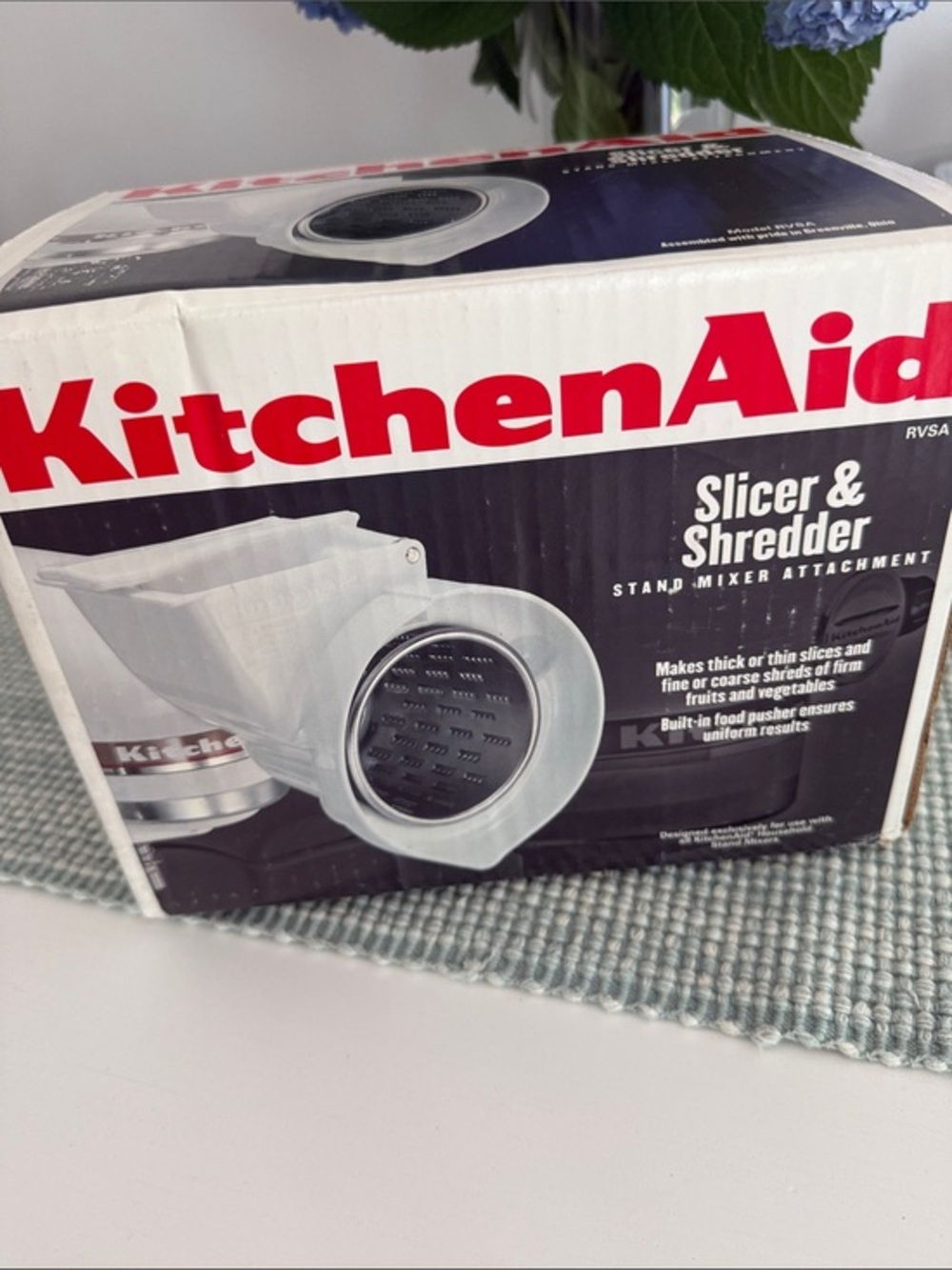 KitchenAid White Slicer & Shredder Attachment with Red Logo